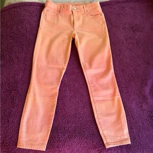 Gap 1969 Coral Peach Mid Rise Skinny Ankle Jeans Womens 27 Petite Stretch Denim